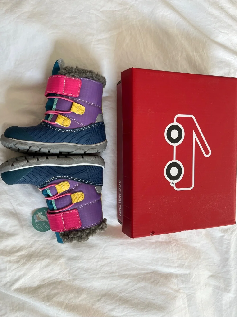 NWT See Kai Run Gilman waterproof insulated snow boots purple teal colorful